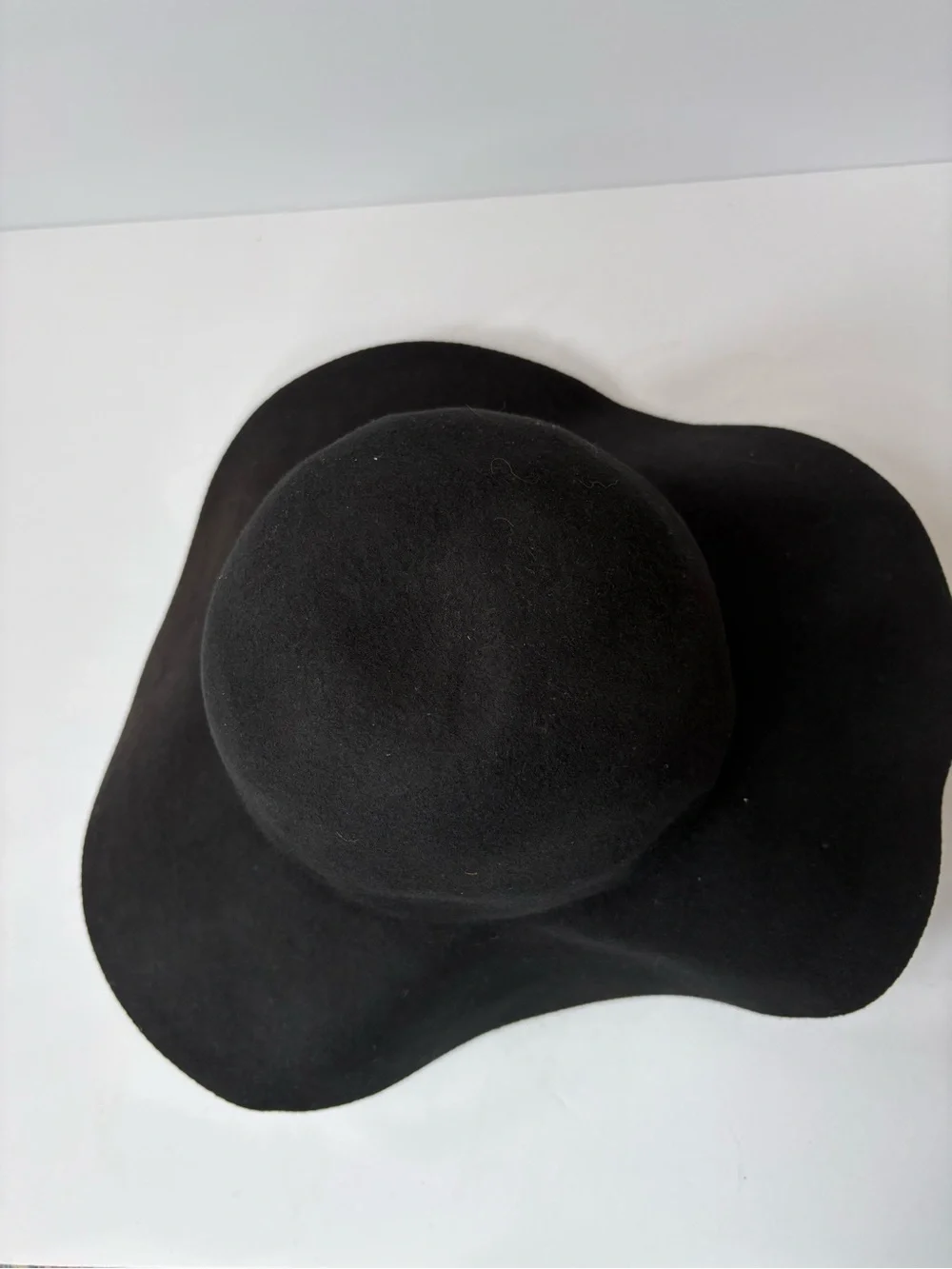 J.Crew 100% Wool Felt Hat M-L Black Floppy Boho Wide‎ Brim South Western Cowgirl